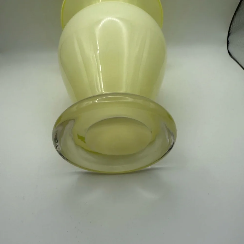 Miller Rogaska Crystal Poland Yellow Opaque Vase Reed & Barton Clear Base